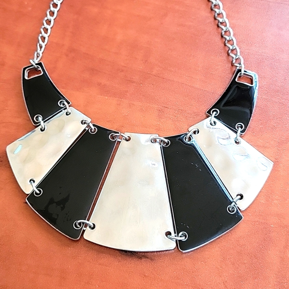 Statement Necklace, black and silver